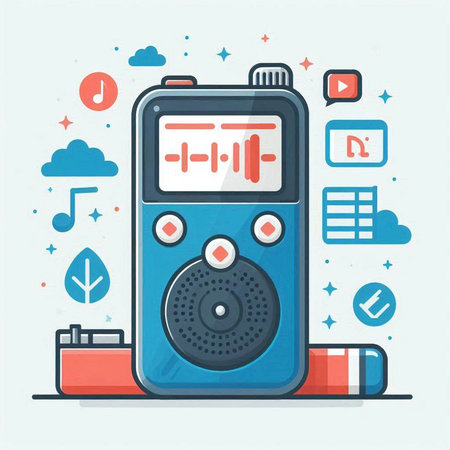 Retro music player. Flat style vector illustration. Music player.のイラスト素材