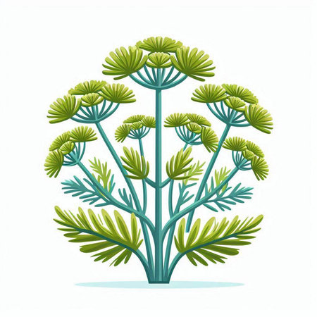 Fennel plant isolated on a white background. Vector illustration.のイラスト素材