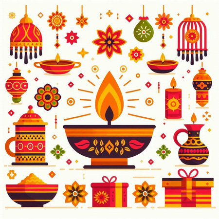 Indian festival Diwali, Diwali celebration vector illustration.のイラスト素材