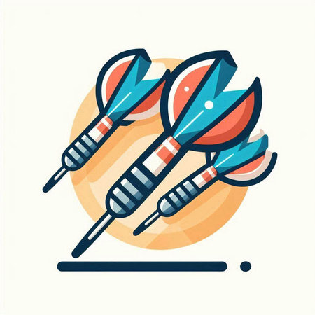 Darts flat icon. Darts on white background. Vector illustrationのイラスト素材