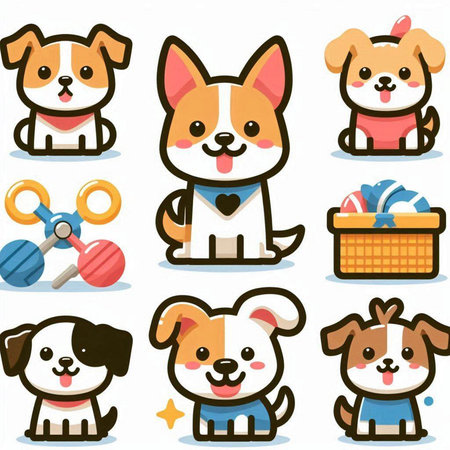 cute dog cartoon collection in vector format very easy to edit and customizeのイラスト素材