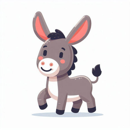 Cute cartoon donkey. Vector illustration isolated on a white background.のイラスト素材