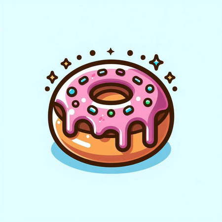 Donut with glaze and sprinkles. Vector illustration in cartoon style.のイラスト素材