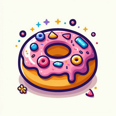 Donut vector illustration. Sweet donut with glaze and sprinkles.のイラスト素材