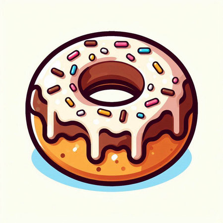Donut with sprinkles on a white background. Vector illustration.のイラスト素材
