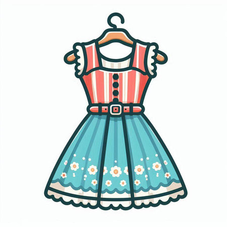 Vector illustration of a dirndl dress isolated on white background.のイラスト素材