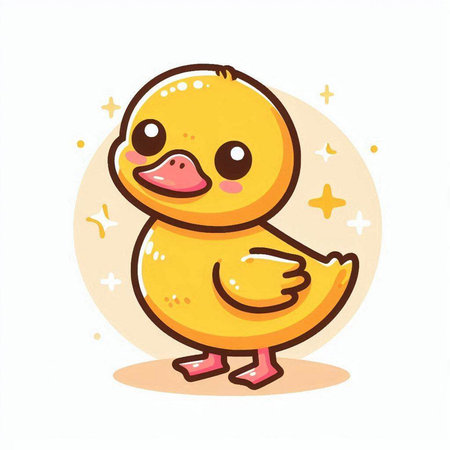 Cute duckling. Vector illustration. Isolated on white background.のイラスト素材
