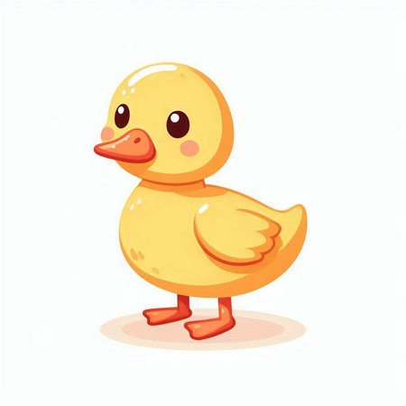 Cute cartoon duckling. Vector illustration isolated on white background.のイラスト素材