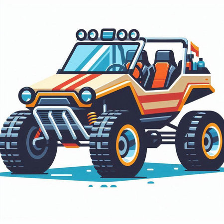 Cartoon off-road vehicle. Vector illustration on white background.のイラスト素材