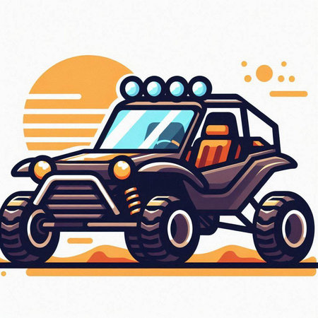 Illustration of an off-road vehicle viewed from side set on isolated white background done in retro style.のイラスト素材