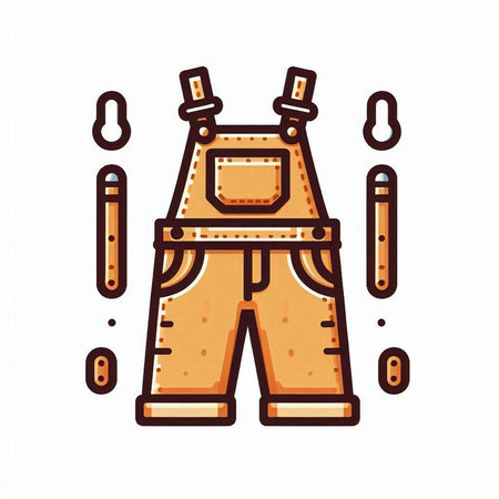 Vector illustration of a working overalls, isolated on white background.のイラスト素材