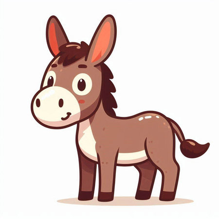 Cartoon funny donkey. Vector illustration isolated on a white background.のイラスト素材