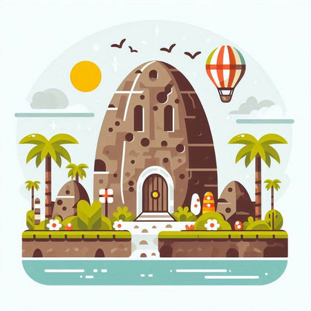 Vector illustration in flat style. Traveling around the world. Tourist attractions.のイラスト素材