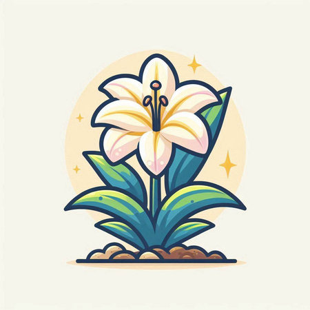 Lily flower. Vector illustration of a flower in a flat style.のイラスト素材