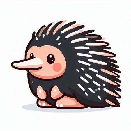 Cute cartoon hedgehog on a white background. Vector illustration.のイラスト素材