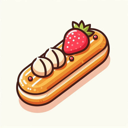 Strawberry eclair. Vector illustration of a sweet dessert.のイラスト素材