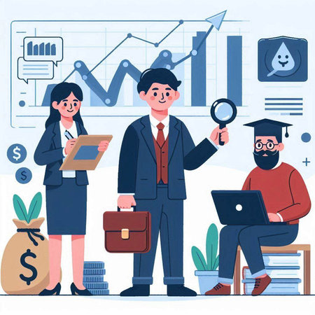Vector illustration of business people working in office. Teamwork concept.のイラスト素材