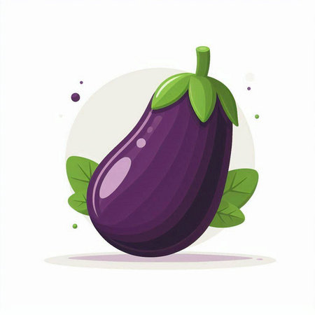 Illustration of a fresh purple eggplant on a white background.のイラスト素材