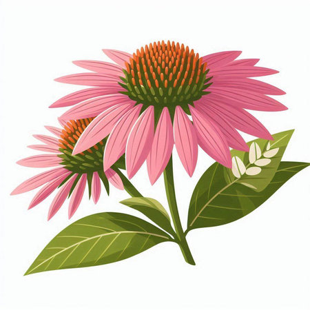 Echinacea flower isolated on white background. Vector Illustration.のイラスト素材
