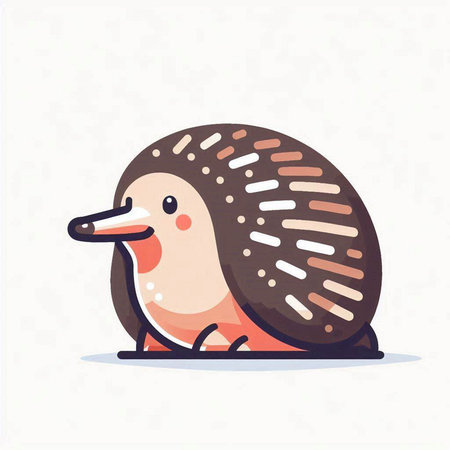 Cute cartoon hedgehog. Vector illustration on a white background.のイラスト素材