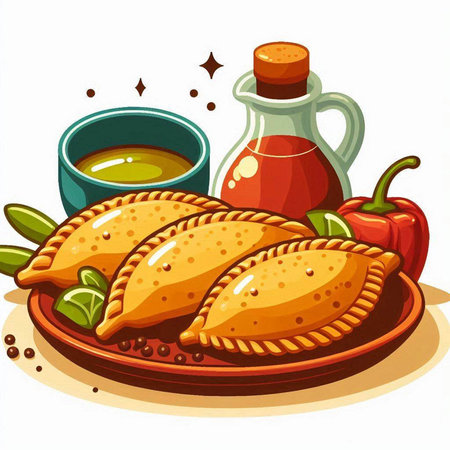 Illustration of a baked chicken with sauce on a white background.のイラスト素材