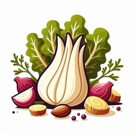 Illustration of Garlic, Onion, Chard, Onion, Garlic, Garlic, Onion, Onion, Garlic, Onion, Onionのイラスト素材