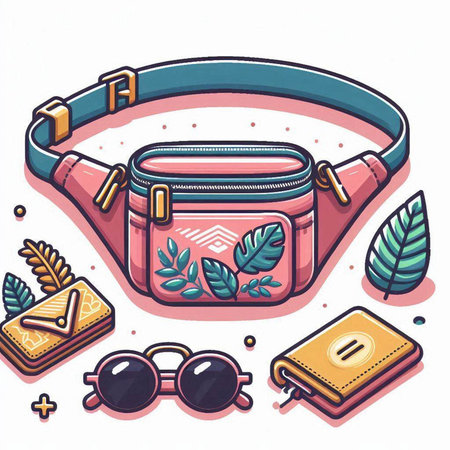 Vector illustration of a woman's handbag, sunglasses and book.のイラスト素材