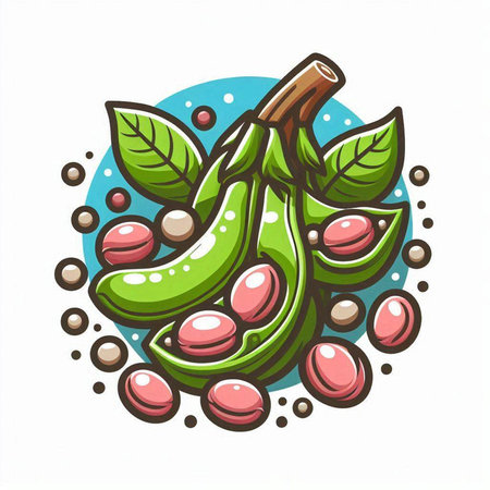 Coffee beans and leaves isolated on white background. Vector illustration.のイラスト素材