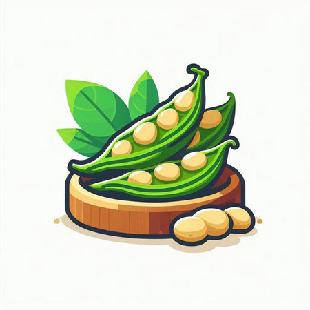 Pea pods vector illustration. Isolated on a white background.のイラスト素材