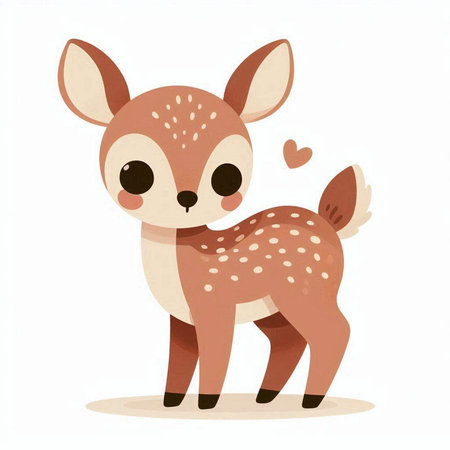 Cute little deer with hearts on white background. Vector illustration.のイラスト素材
