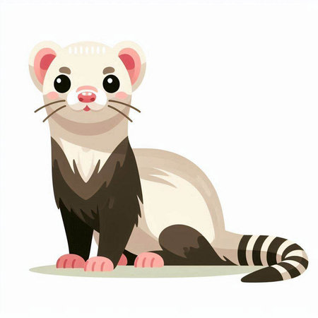 Cute ferret on a white background. Vector illustration in cartoon style.のイラスト素材