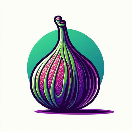 Illustration of a purple fig on a white background. Vector illustrationのイラスト素材
