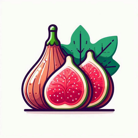 Figs isolated on white background. Vector illustration in cartoon style.のイラスト素材