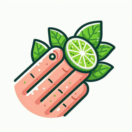 Lime and hand. Vector illustration. Isolated on white background.のイラスト素材