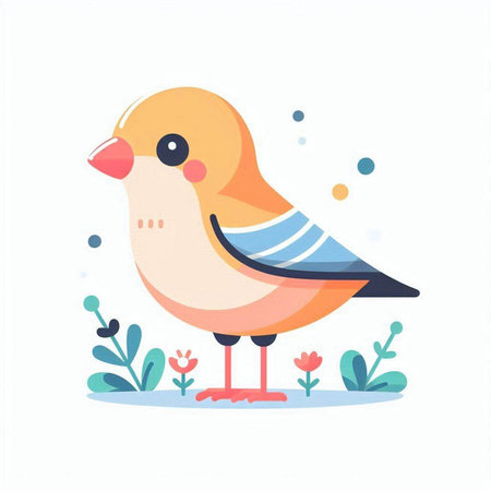 Cute little bird. Vector illustration in a flat cartoon style.のイラスト素材