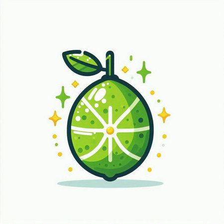 Lime citrus fruit vector icon isolated on white background, flat style illustration.のイラスト素材