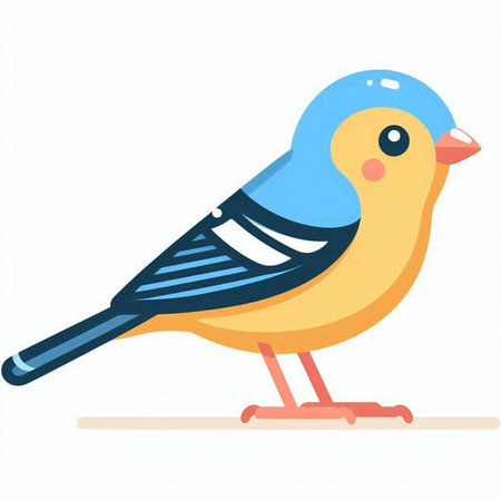Vector illustration of a cute little bird on a white background. Flat style.のイラスト素材