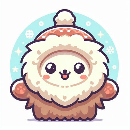 Cute cartoon christmas snowman character in winter hat and scarf. Vector illustration.のイラスト素材