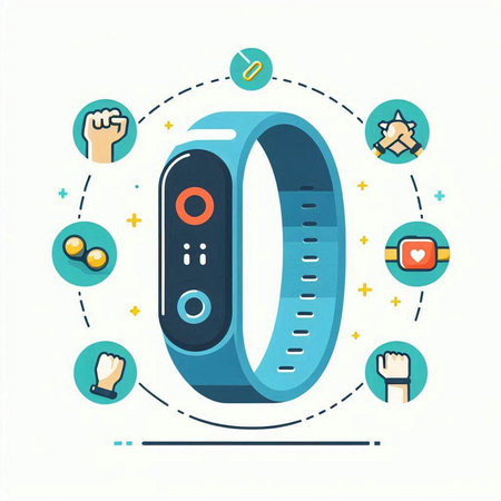 Smart watch flat design vector illustration. Smartwatch and wearable technology concept.のイラスト素材