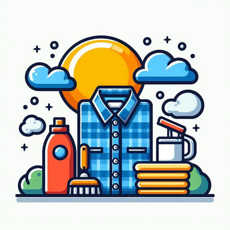 Laundry service concept. Cleaning service. Vector illustration.のイラスト素材