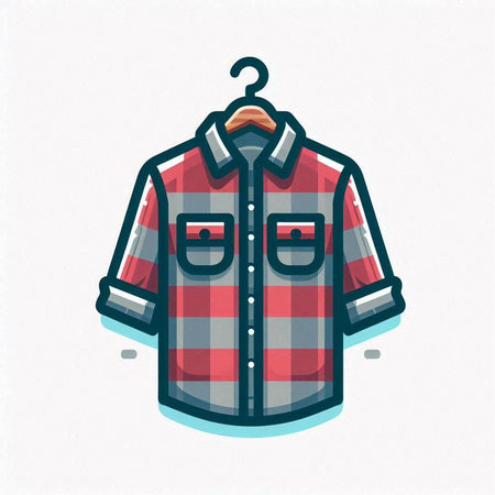 Fashionable checkered shirt on hanger. Vector illustrationのイラスト素材