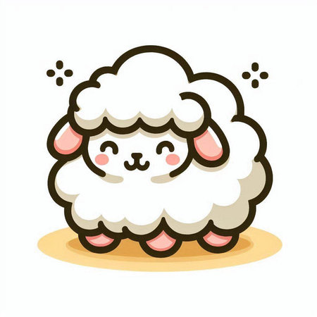 Cute sheep cartoon isolated on a white background. Vector illustration.のイラスト素材