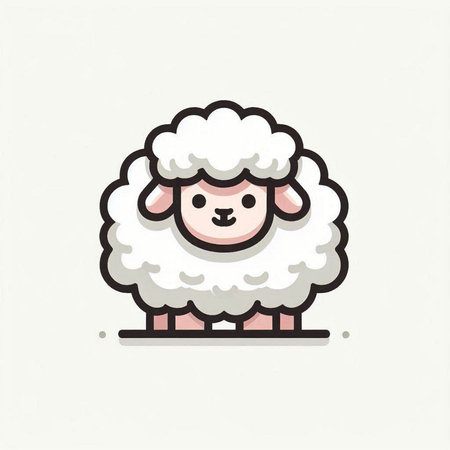 Cute sheep. Vector illustration. Isolated on white background.のイラスト素材