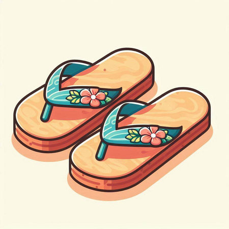 Flip flops. Vector illustration of a pair of flip flops.のイラスト素材
