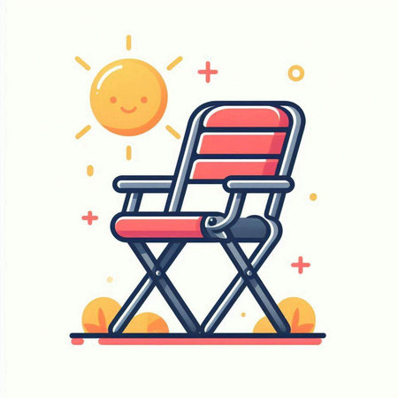 Cinema director chair with sun and clouds. Vector illustration.のイラスト素材