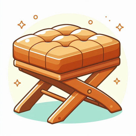 Illustration of a wooden stool on a white background. Vector illustrationのイラスト素材