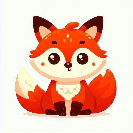Cute cartoon fox isolated on a white background. Vector illustration.のイラスト素材