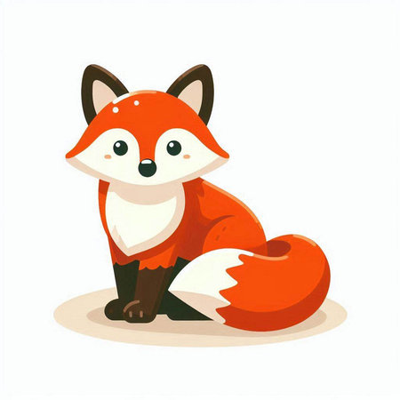 Cute cartoon fox isolated on a white background. Vector illustration.のイラスト素材
