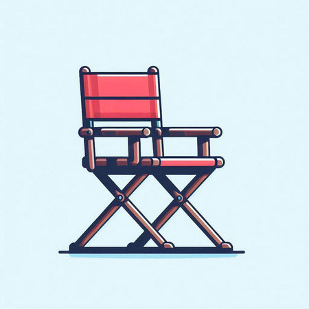 Cinema chair isolated on blue background. Hand drawn vector illustration.のイラスト素材