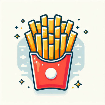 French fries in a red box. Fast food. Vector illustration.のイラスト素材